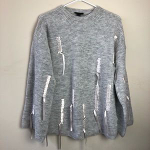 Topshop size 4 6 long bell sleeve ribbon sweater